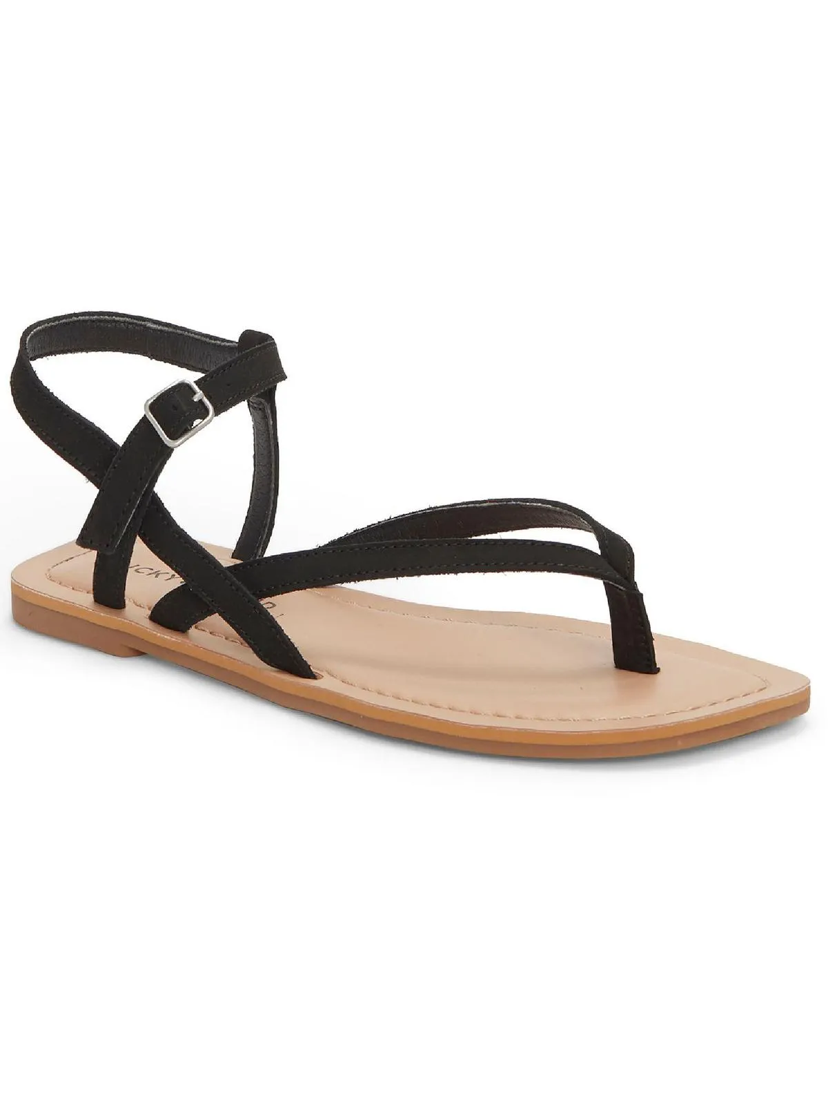 Bylee Womens Faux Leather Ankle Strap Flat Sandals