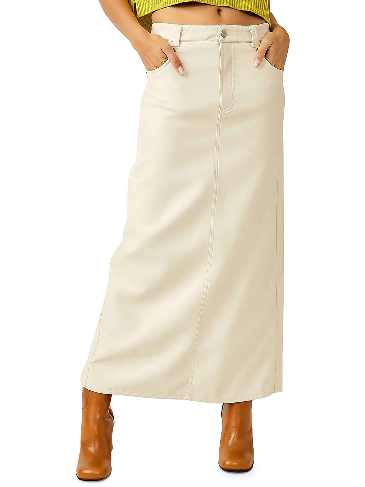 City Slicker Womens Faux Leather Long Maxi Skirt