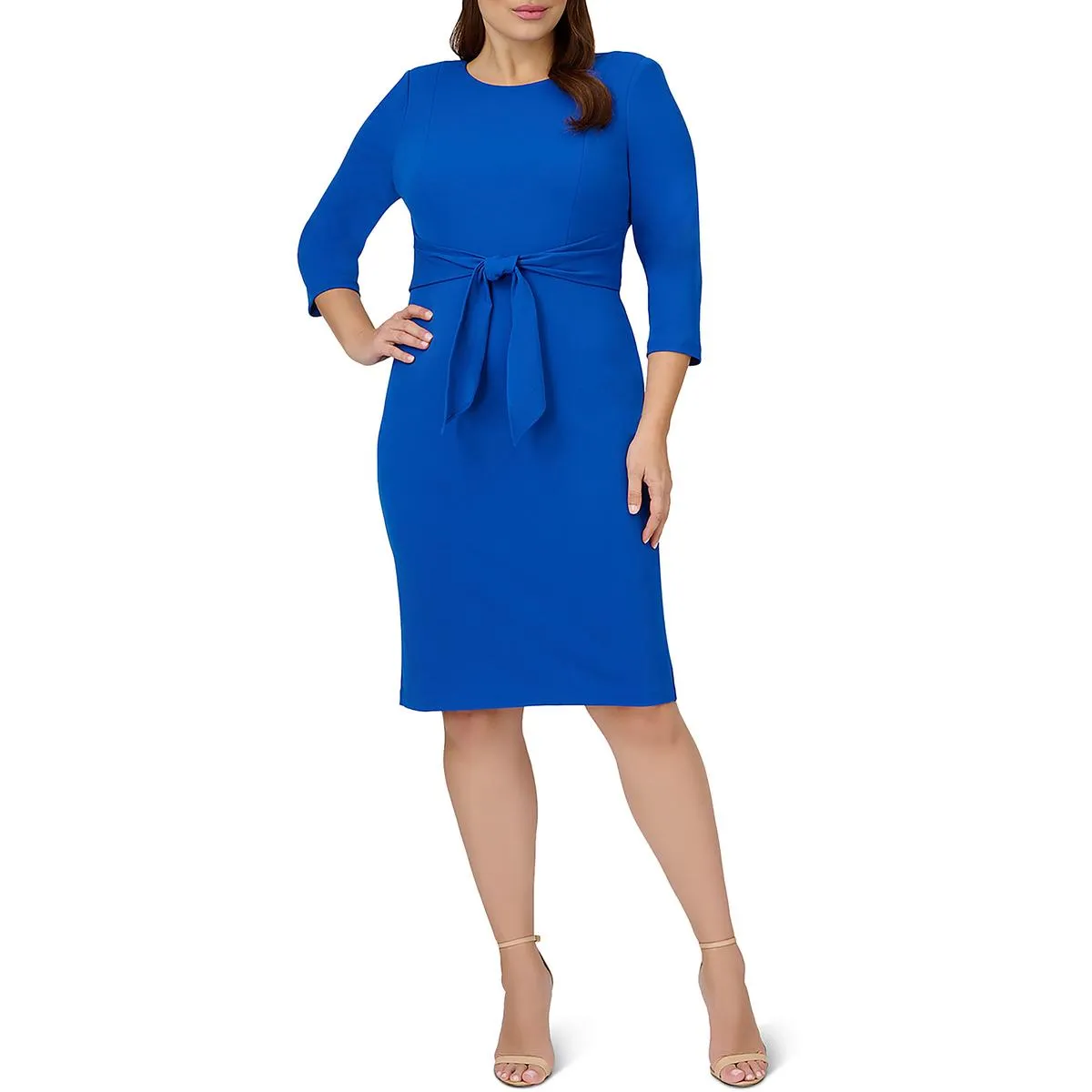 Womens Crepe Knee-Length Sheath Dress